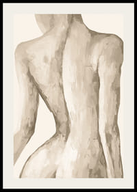 Naisen selän vesiväri beigen ja hiekan sävyissä-2