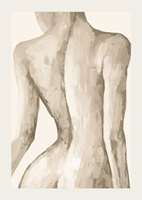 Watercolor of female back in beige and sand tones-3