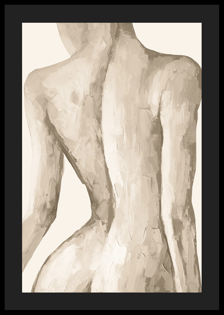 Naisen selän vesiväri beigen ja hiekan sävyissä-12