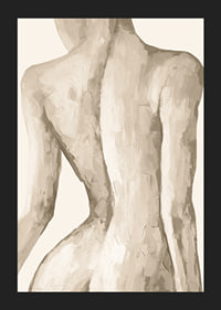 Watercolor of female back in beige and sand tones-5