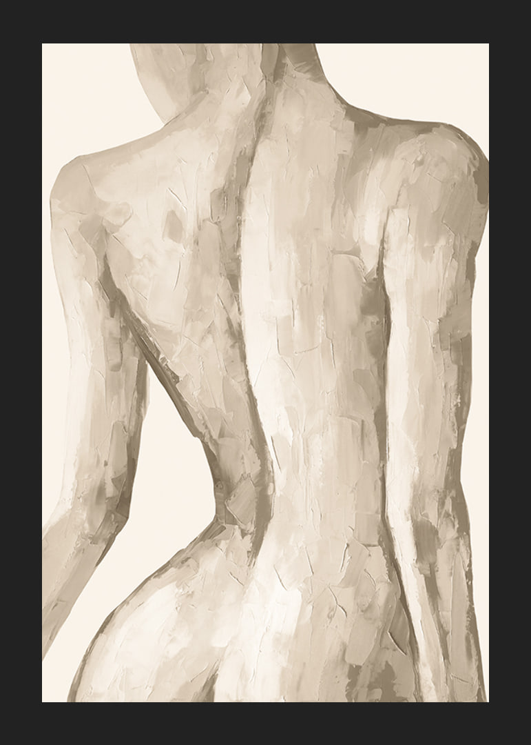 Watercolor of female back in beige and sand tones-12