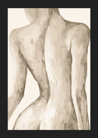 Naisen selän vesiväri beigen ja hiekan sävyissä-5