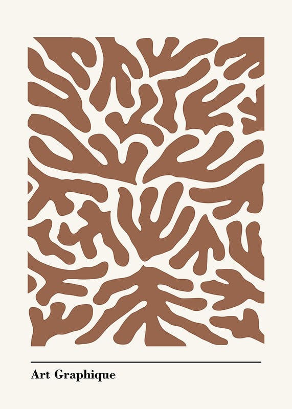 Abstract brown organic shapes against sand colored background-12