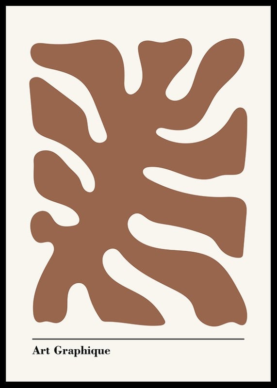 Abstract graphic shape in rust brown on a sand-colored background-12