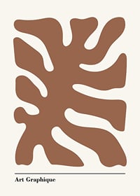 Abstract graphic shape in rust brown on a sand-colored background-1