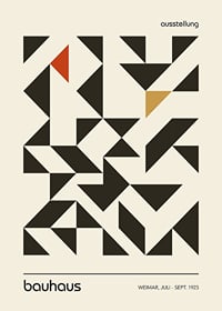 Graphic black and colored triangles in Bauhaus style-1