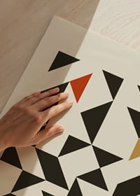 Graphic black and colored triangles in Bauhaus style-3