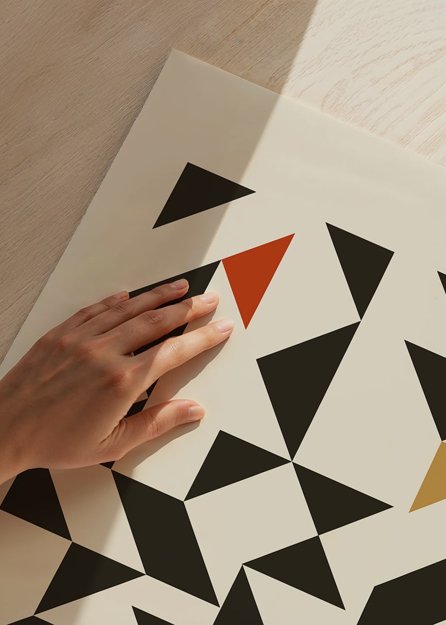 Graphic black and colored triangles in Bauhaus style-12