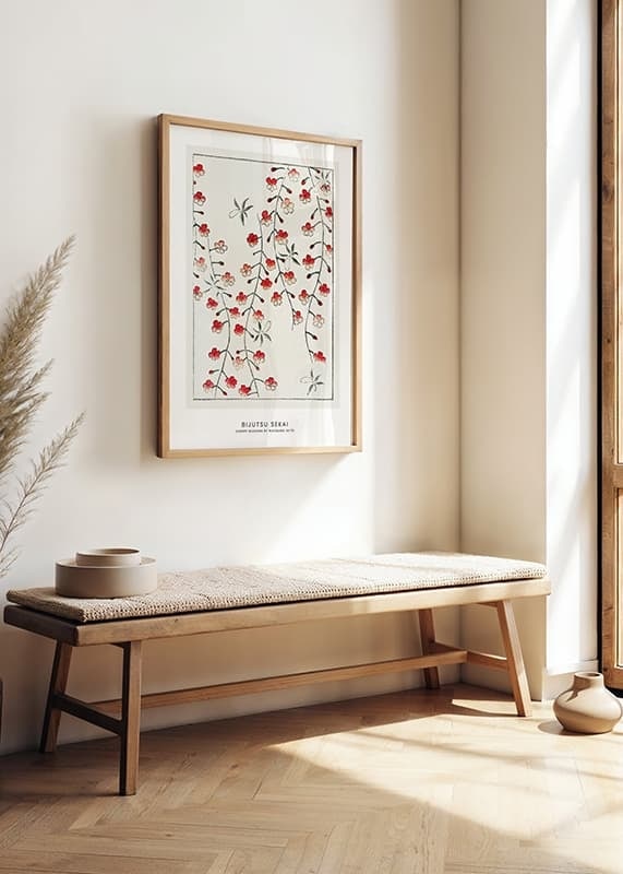 Fleurs de cerisier illustrées en rouge et blanc par Watanabe Seitei-12