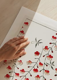 Fleurs de cerisier illustrées en rouge et blanc par Watanabe Seitei-3