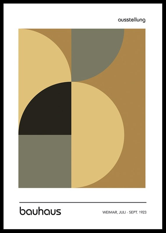 Graphic illustration with geometric shapes in beige and olive green-12