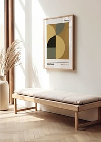 Graphic illustration with geometric shapes in beige and olive green-2