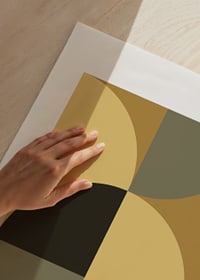 Graphic illustration with geometric shapes in beige and olive green-3