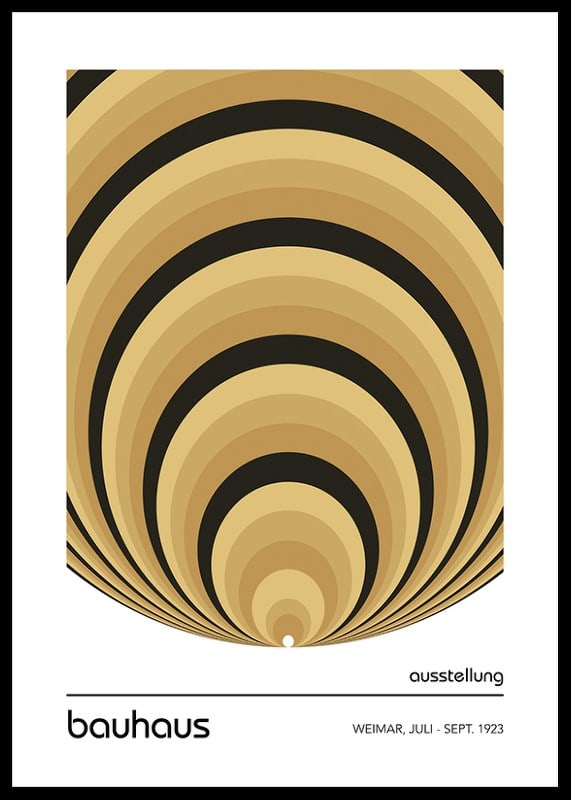 Graphic pattern with concentric circles in beige and black-12