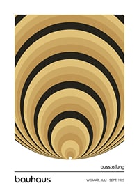 Graphic pattern with concentric circles in beige and black-1