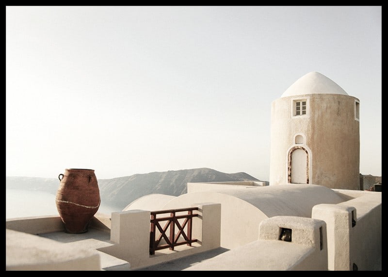 Photograph of whitewashed buildings and pot in Greece-12