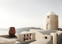 Photograph of whitewashed buildings and pot in Greece-7