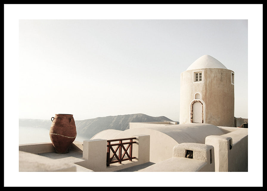 Photograph of whitewashed buildings and pot in Greece-12