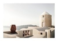 Photograph of whitewashed buildings and pot in Greece-1