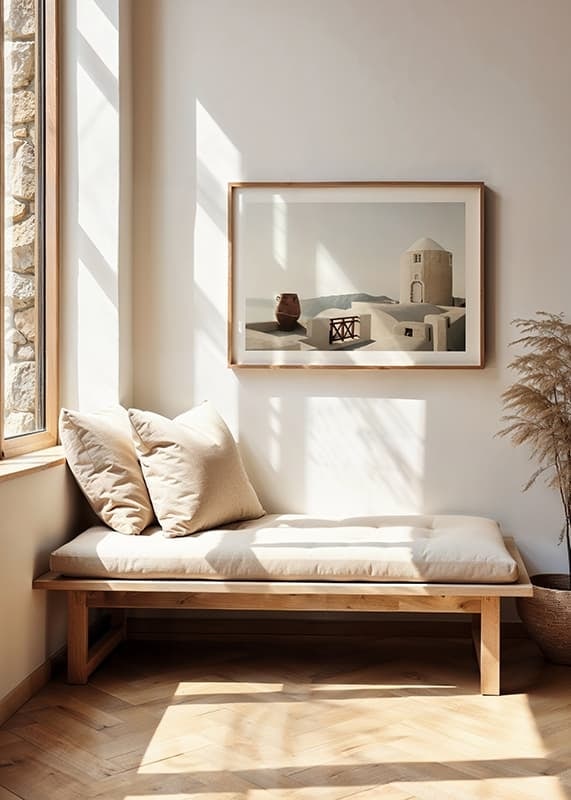 Photograph of whitewashed buildings and pot in Greece-12