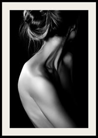 Black and white photograph of woman with updo hair and bare back-4