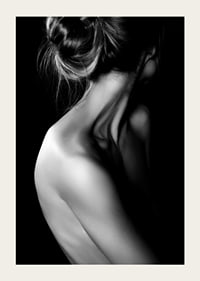 Black and white photograph of woman with updo hair and bare back-5