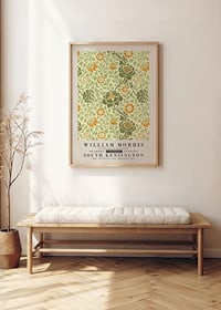 Dense, graphic pattern with winding foliage, orange flowers and green leaves against a dark background-2