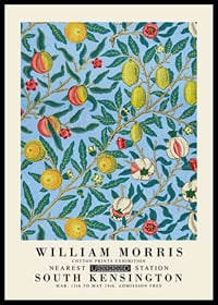 Pattern with branches and four fruits on a dark blue background-0