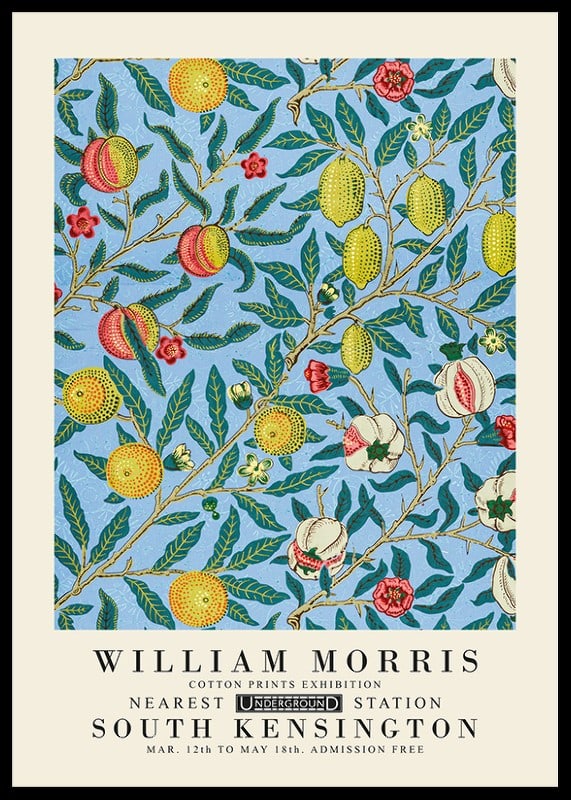 Pattern with branches and four fruits on a dark blue background-12