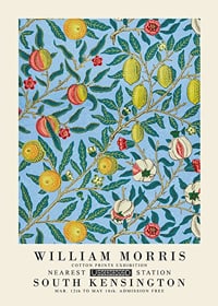 Pattern with branches and four fruits on a dark blue background-1