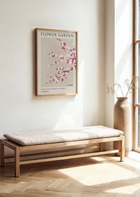 Illustrated cherry blossoms in pink and white on beige background-2