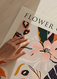 Abstrakt illustration av blommor och blad i varma färger-3