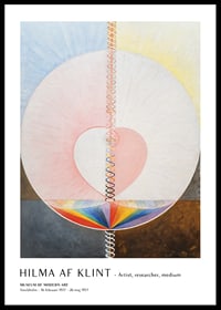 Abstrakt cirkelformat motiv med hjärta och regnbågsfärger av Hilma af Klint-0