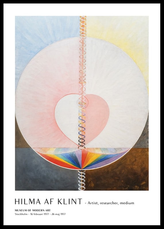 Abstrakt cirkelformat motiv med hjärta och regnbågsfärger av Hilma af Klint-12