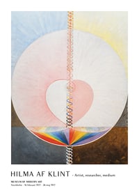 Abstrakt cirkelformat motiv med hjärta och regnbågsfärger av Hilma af Klint-1