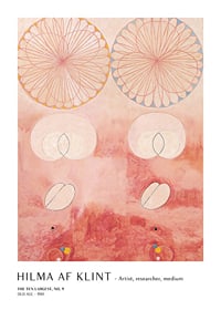 Abstract circles and organic shapes in pink tones by Hilma af Klint-1