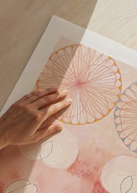 Abstract circles and organic shapes in pink tones by Hilma af Klint-3