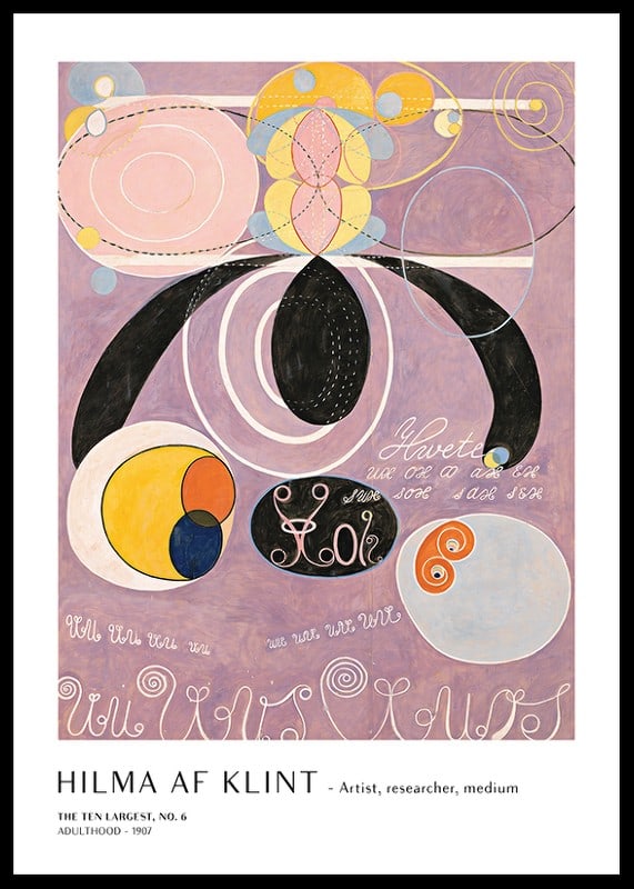 Abstract shapes in pastel colors on a purple background by Hilma af Klint-12