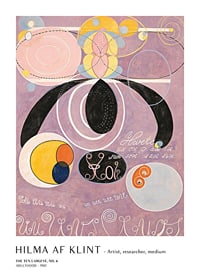 Abstract shapes in pastel colors on a purple background by Hilma af Klint-1