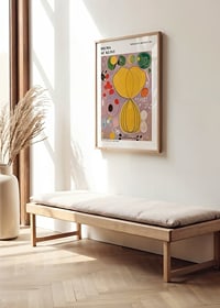 Abstract shapes in yellow and purple with numbers by Hilma af Klint-2