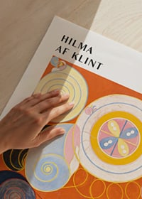 Abstract spirals and circles in orange by Hilma af Klint-3