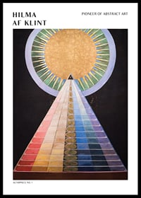 Abstract motif of circle and triangle in bright colors by Hilma af Klint-0