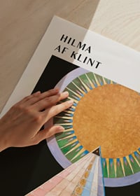Abstract motif of circle and triangle in bright colors by Hilma af Klint-3