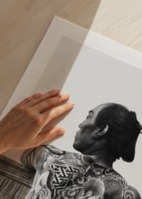 Black and white photograph of Japanese man with back tattoo by Kusakabe Kimbei-9