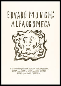 Writing and cartoon face in black on light background by Edvard Munch-6
