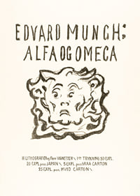Writing and cartoon face in black on light background by Edvard Munch-7
