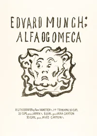 Skrift och tecknad ansikte i svart på ljus bakgrund av Edvard Munch-7