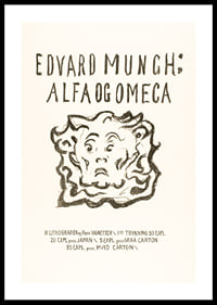Writing and cartoon face in black on light background by Edvard Munch-0