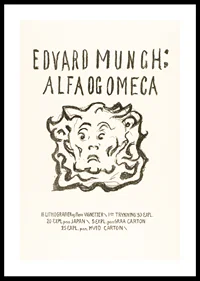 Skrift och tecknad ansikte i svart på ljus bakgrund av Edvard Munch-0
