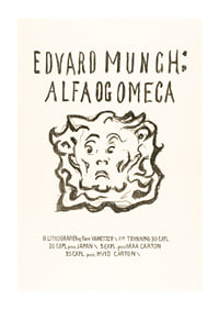 Writing and cartoon face in black on light background by Edvard Munch-1